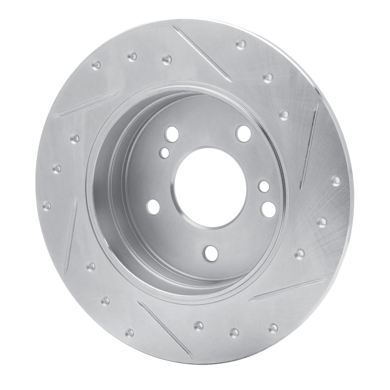 Chrysler CrossFIRE Brake Rotor (1) - Rear Left - R1 Concepts - Drilled & Slotted - Silver - `87-`15